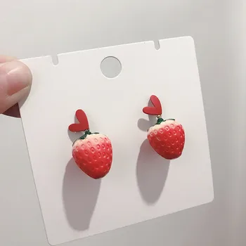 

2020 New contracted sweet temperament Women earrings fashion joker Heart strawberry modelling Drop earrings Jewelry