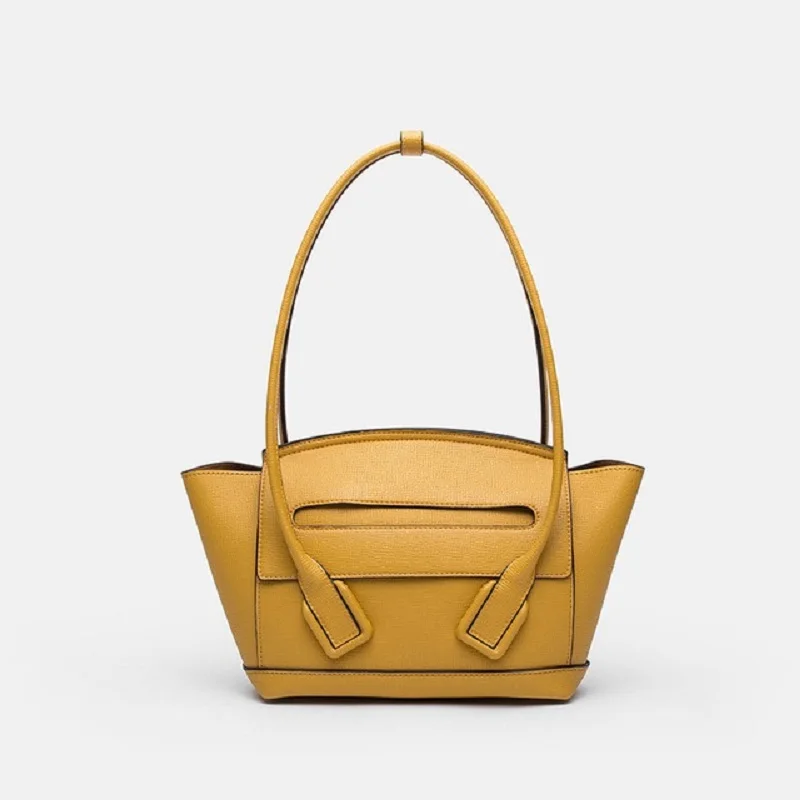 large yellow Arco сумка из натуральной кожи с верхней ручкой с переплетением дуговой формы изогнутые ручки женская сумка-торба арбалет вязаная сумка из натуральной кожи - Цвет: large yellow