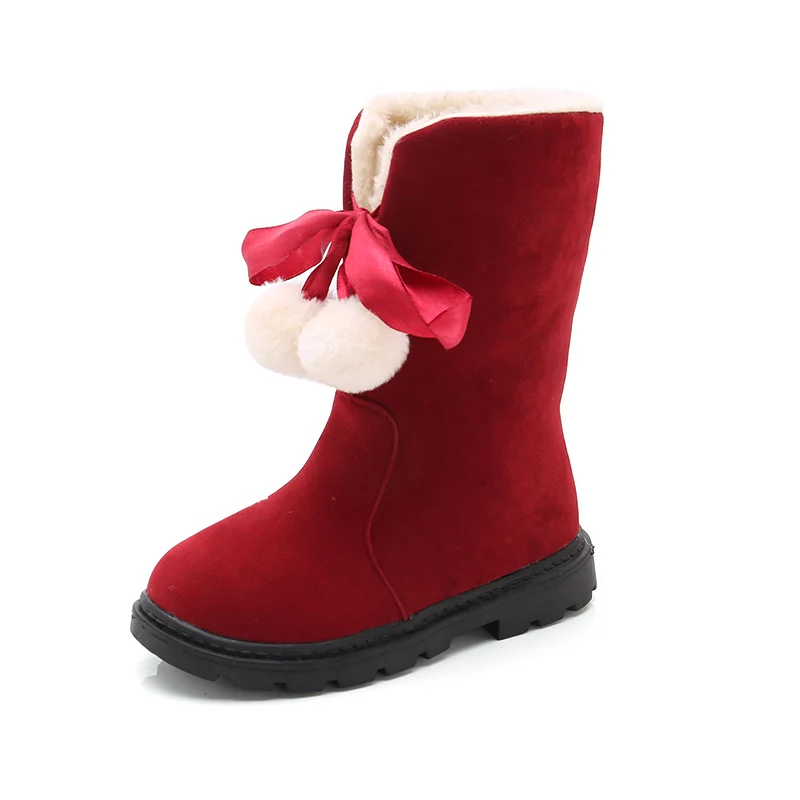 Г. Зимняя Классическая Удобная хлопковая обувь для маленьких девочек Детские теплые ботинки зимние ботинки для принцессы для подростков - Цвет: Красный