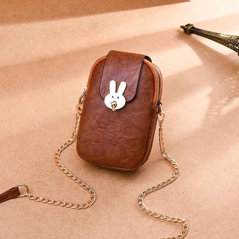 

Mobile Phone Bag Women's Shoulder 2019 New Style INS Mini Zipper Verticle Shoulder Bag Women's Korean-style Cute Chain