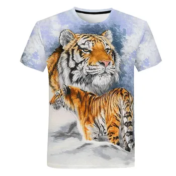 

PINSHUN Hip Hop 3d Tiger T shirt boys/girls T-shirt Funny Cool Tees Summer kids Female Tshirts Fierce Tiger Print Tops