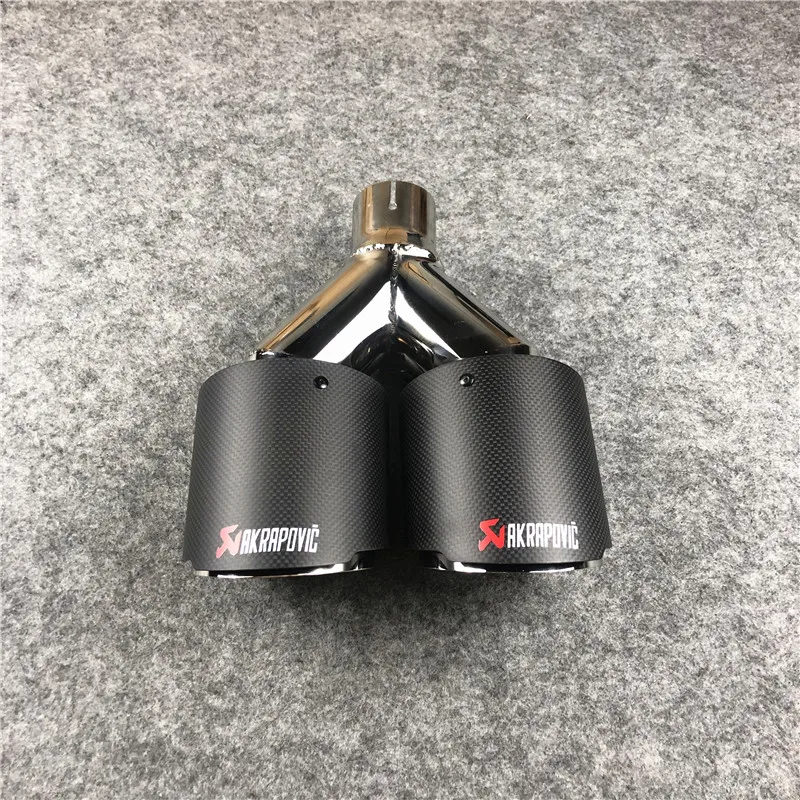 1 шт. Akrapovic матовый двойной выхлопной наконечник углеродное волокно Универсальный выхлопной трубы хвост автомобиля глушитель наконечники насадки хвост