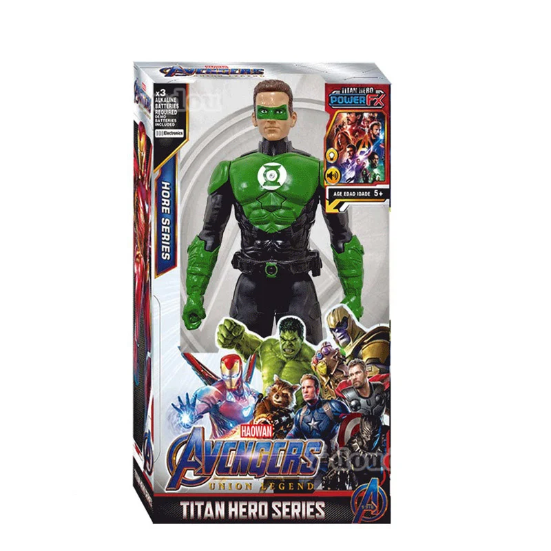 Коробка 30 см Marvel Мстители эндшпиль танос Человек-паук Бэтмен Халк Железный человек Сокол Тор Супермен Росомаха фигурка игрушки куклы - Цвет: Green Lantern
