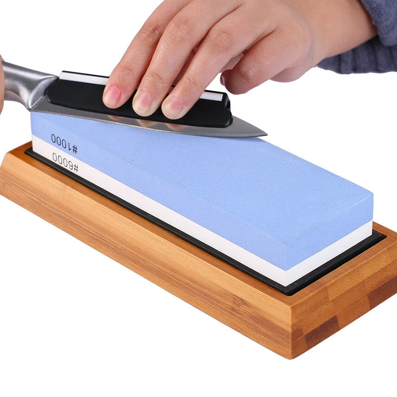 Dual Side Knife Sharpener Grinder Stone Kitchen Grit Corundum 1000/4000