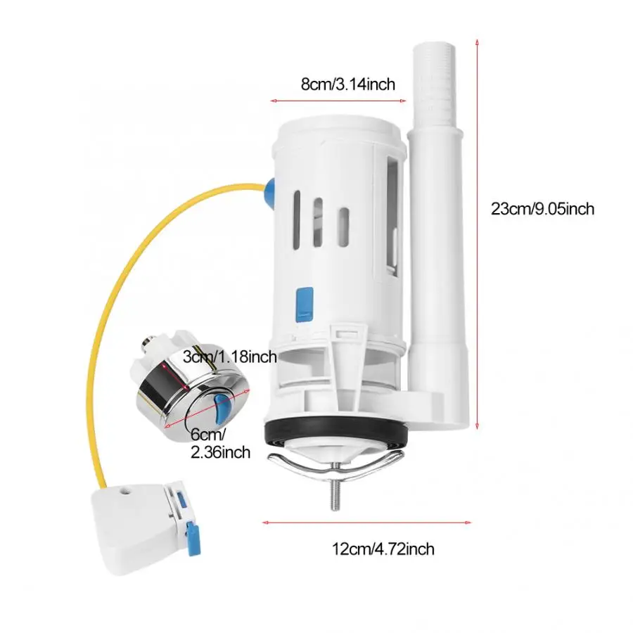White ABS Plastic Toilet Cistern Dual Flush Fill Drain Valve 25cm Adjustable 