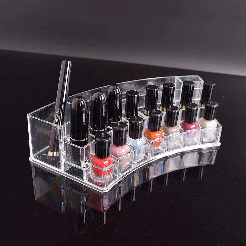 

New Dragon CRE Meaning Arc 19 Lattice Plastic Lipstick Storage Rack Solid Color Acrylic Cosmetics Desktop Storage