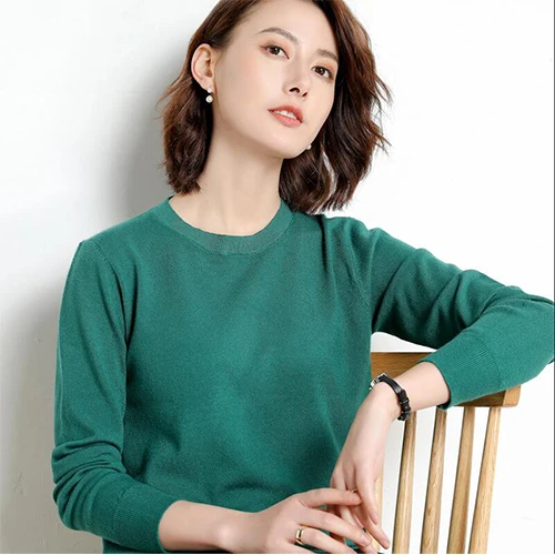 Женский вязаный свитер TIGENA, пуловер с длинным рукавом в корейском стиле, джемпер для женщин на осень-зиму - Цвет: Зеленый