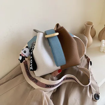 

Contrast Color Small Bag Women 2019 New Korean Casual Messenger Bucket Bag Fashion Popular Broadband Shoulder Bag