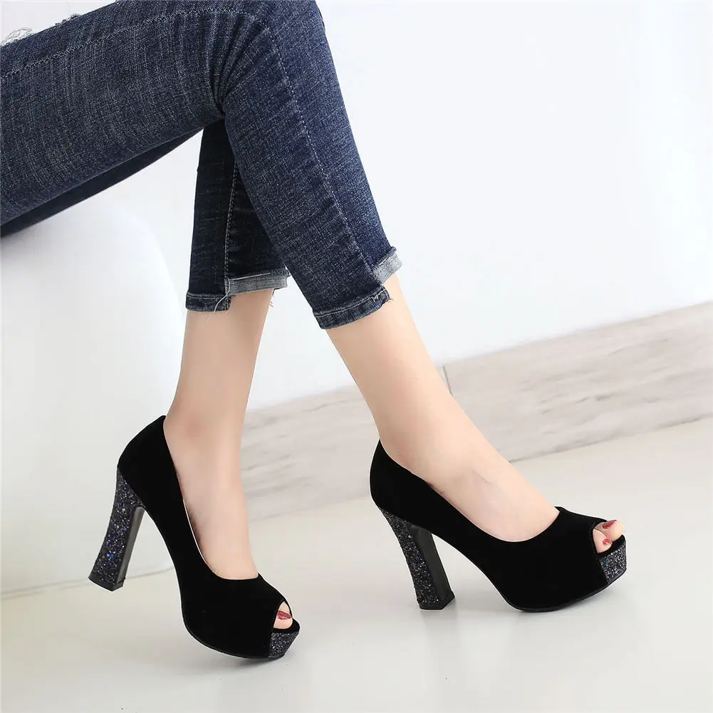 

Lapolaka 2019 Top Quality Elegant Peep Toe Big Size 43 Party Pumps Woman Shoes High Heels Platform Office Lady Shoes Women