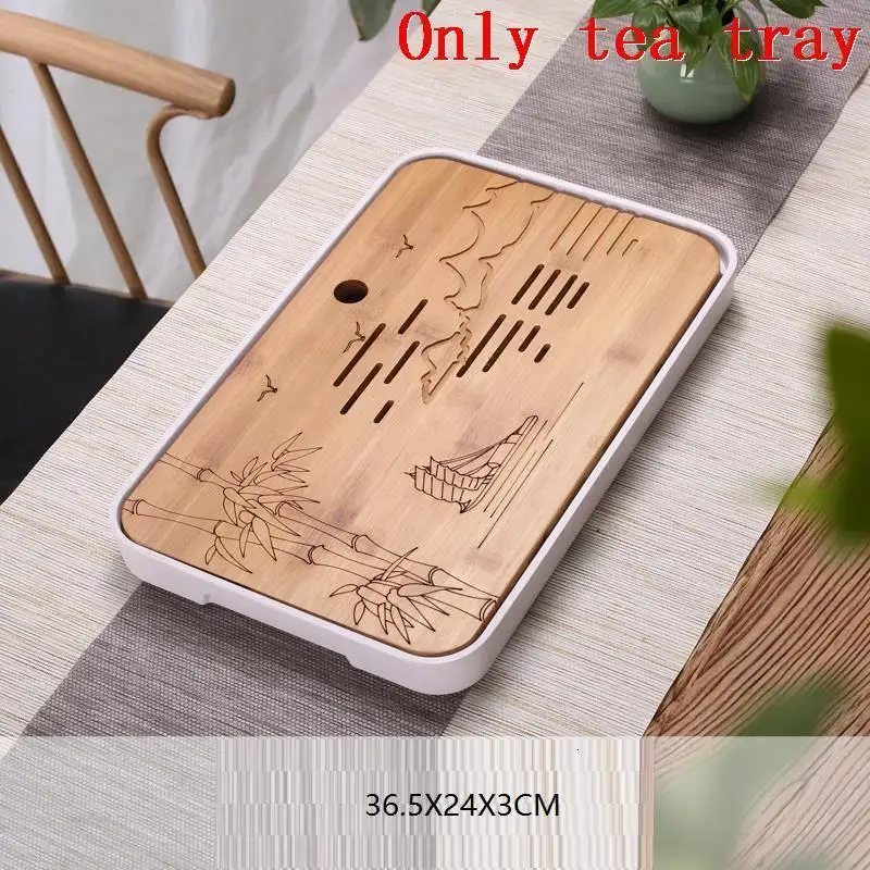 Чайная посуда Kung Fu Vassoio Da Portata Puer Serviertablett Table Bandeja Para Servir Bamboo Gongfu китайская Подставка под порцию чайный поднос - Цвет: Version L