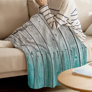 

Blue Wood Grain Gradient Throw Blanket Warm Microfiber Blanket Cartoon Blankets For Beds Home Decor