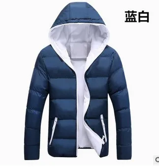 blue white Куртки мужские зимние повседневные ветровки Jaqueta Masculino Slim Fit с капюшоном модные пальто Homme Большие размеры - Цвет: blue white