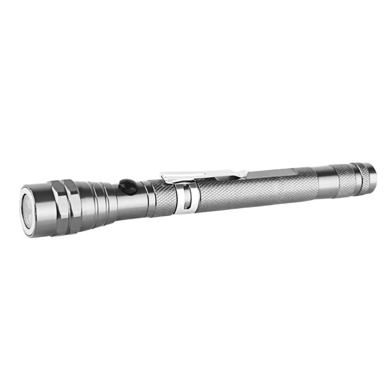 

Portable Flashlight Flexible Head Flashlight Torch with a Magnet Telescopic Flexible 3 LED Lamp Pick Up Tool Lamp Light (Silver)