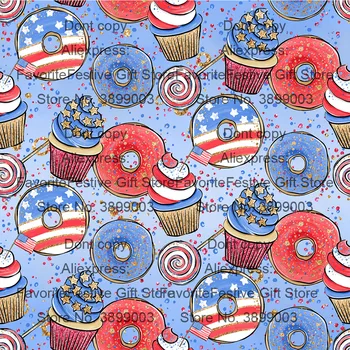 

doughnut lollipop ice cream July Fourth 4th of july flag Patchwork Cloth,DIY Sewing Quilting Material For Baby&Child fabric
