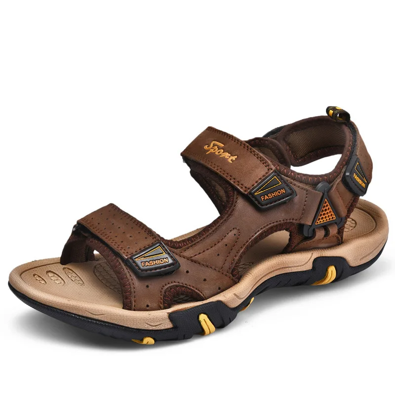 

2019 Summer New Style Genuine Leather Sandals Men Full-grain Leather Sandals Casual Outdoor Sandals