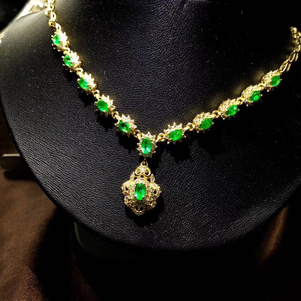 Натуральный Зеленый Изумруд Подвеска в честь юбилея ожерелье для женщин 925 пробы серебряная подвеска из драгоценного камня для девочек Лидер продаж подарок
