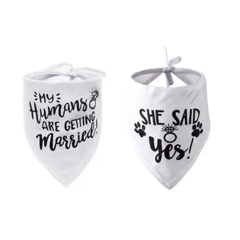 

Dog Wedding Bandana Married Engagement Pet Triangle Bibs Scarf Neckerchief Photo
