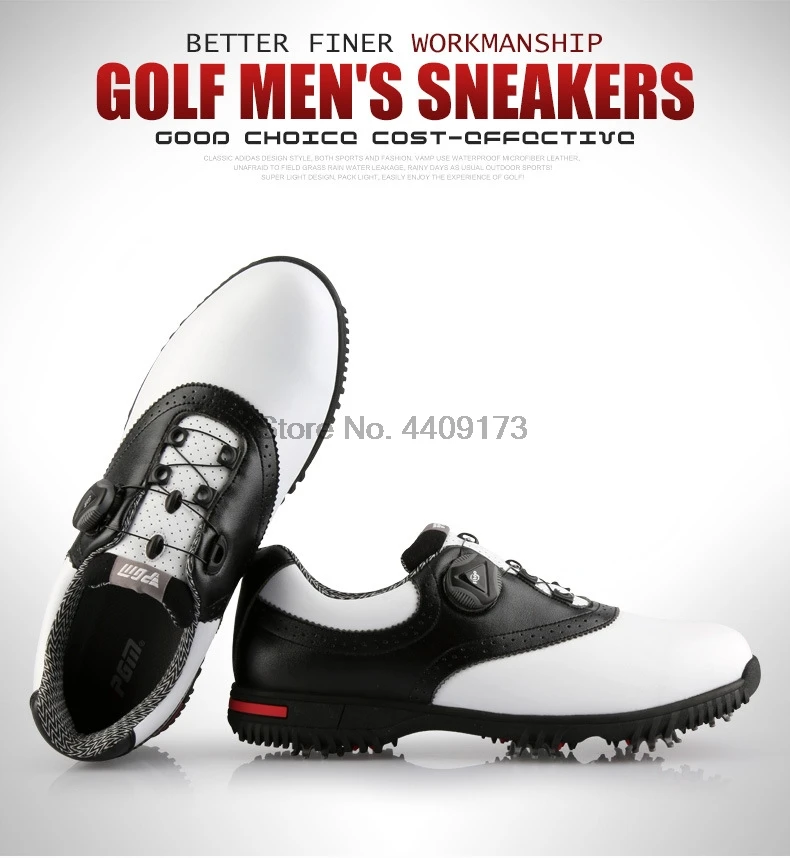 Pgm masculino couro genuíno sapatos de golfe