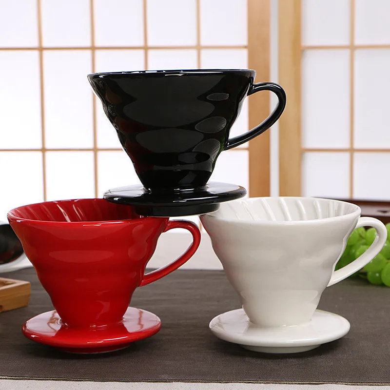 V60 стильная кофейная чашка с капельным фильтром 1-4Cups, Перманентная наполняемая кофеварка с отдельной подставкой, керамическая кофейная капельница с двигателем