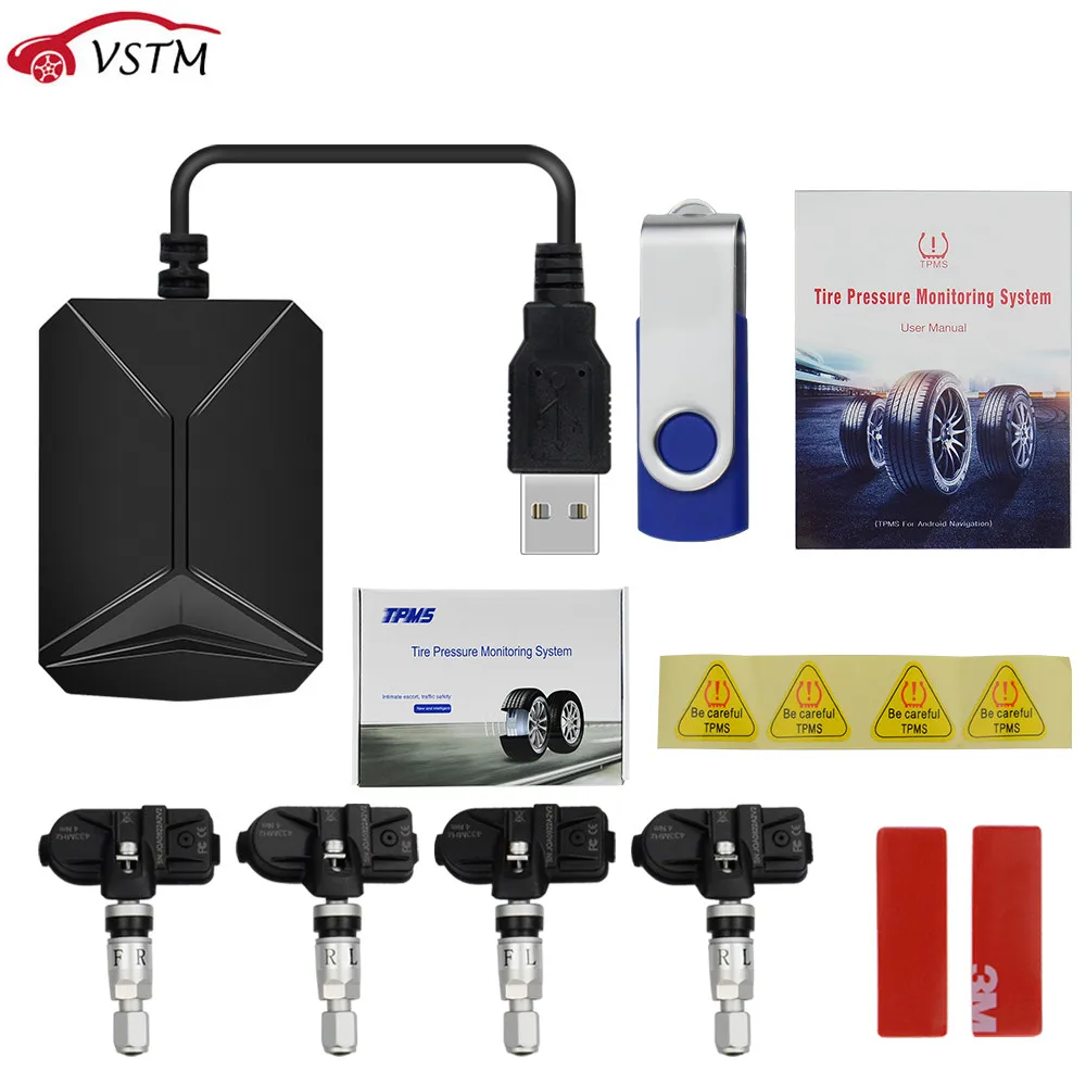 

Newest TPMS with 4 sensors tire pressure monitor/navigation tire pressure monitoring alarm system/wireless transmission TPMS