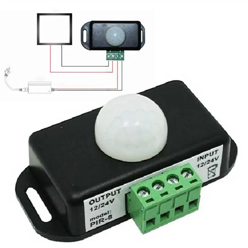 120 Degrees Automatic DC 12V-24V 8A Infrared PIR Motion Sensor Switch for LED Light 5 ~ 8 M Infrared Motion Sensor Detector
