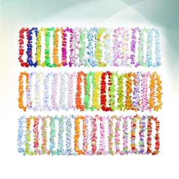 

50PCS Colorful Hawaiian Leis Necklace Flower Garland Tropical Luau Party Favors Beach Hula Costume Accessory (Assorted Color)