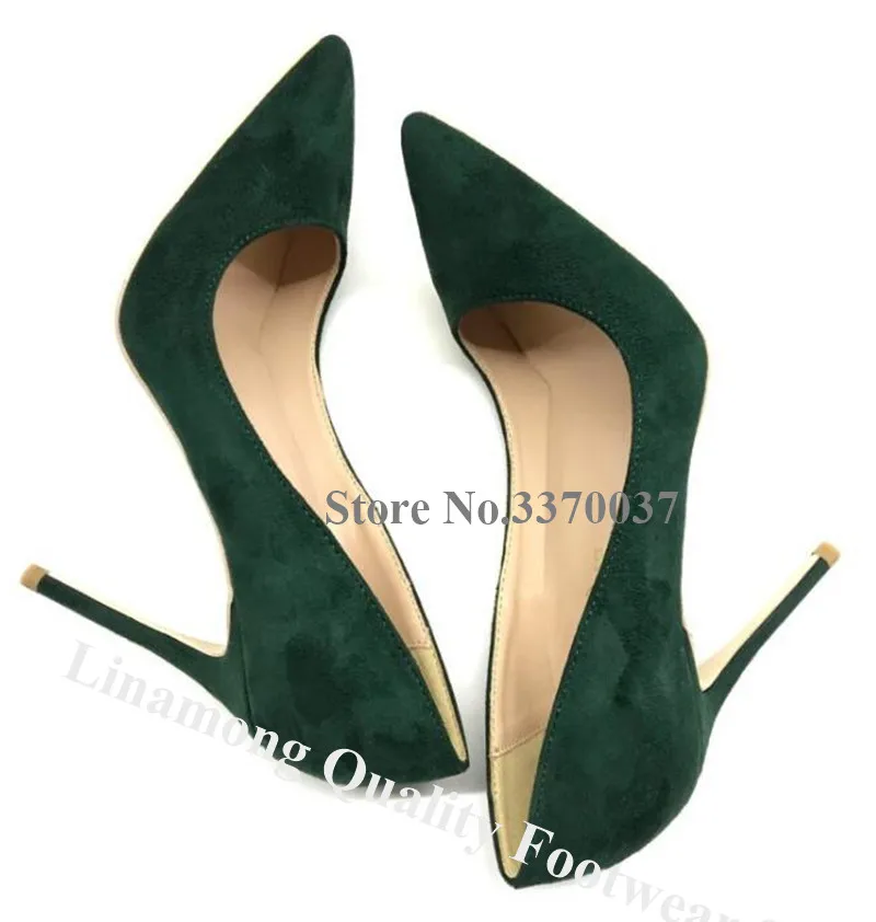 Linamong замшевые туфли-лодочки на шпильках пикантные женские модельные туфли на высоком каблуке 12 см, с острым носком, без шнуровки, зеленого, фиолетового цвета большой размер 45