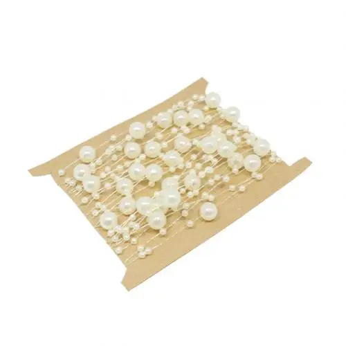Beige 5 м Бисер для одежды DIY Швейные бусины искусственные жемчужные бусины цепочка Гирлянда Веревка Свадебная вечеринка головной убор бусины - Цвет: Beige