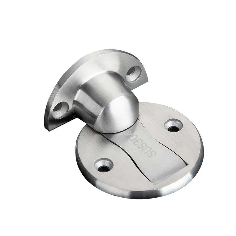 Silver Magnet Door Stops Sticker Stainless Steel Door Stopper Magnetic Door Holder Toilet Glass Door Hidden Doorstop Furniture Hardware - Color: Silver