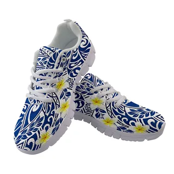 

Sneakers Women Flats Shoes Tongan Culture Plumeria Pattern Ladies Lace-up Comfortable Shoes For Women Flats Buty Damskie