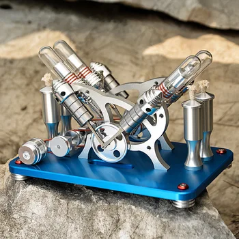 

The Engine Can Start The V4 Model Four-cylinder Stirling Engine Two-cylinder Miniature Engine School Physics Experimental Model