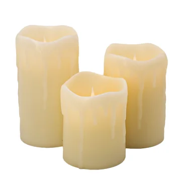 Jumping Flame LED Candles Lights Dancing Flame with Real Wax Pillar, Flameless Battery Operated LED Lights Moving Flame