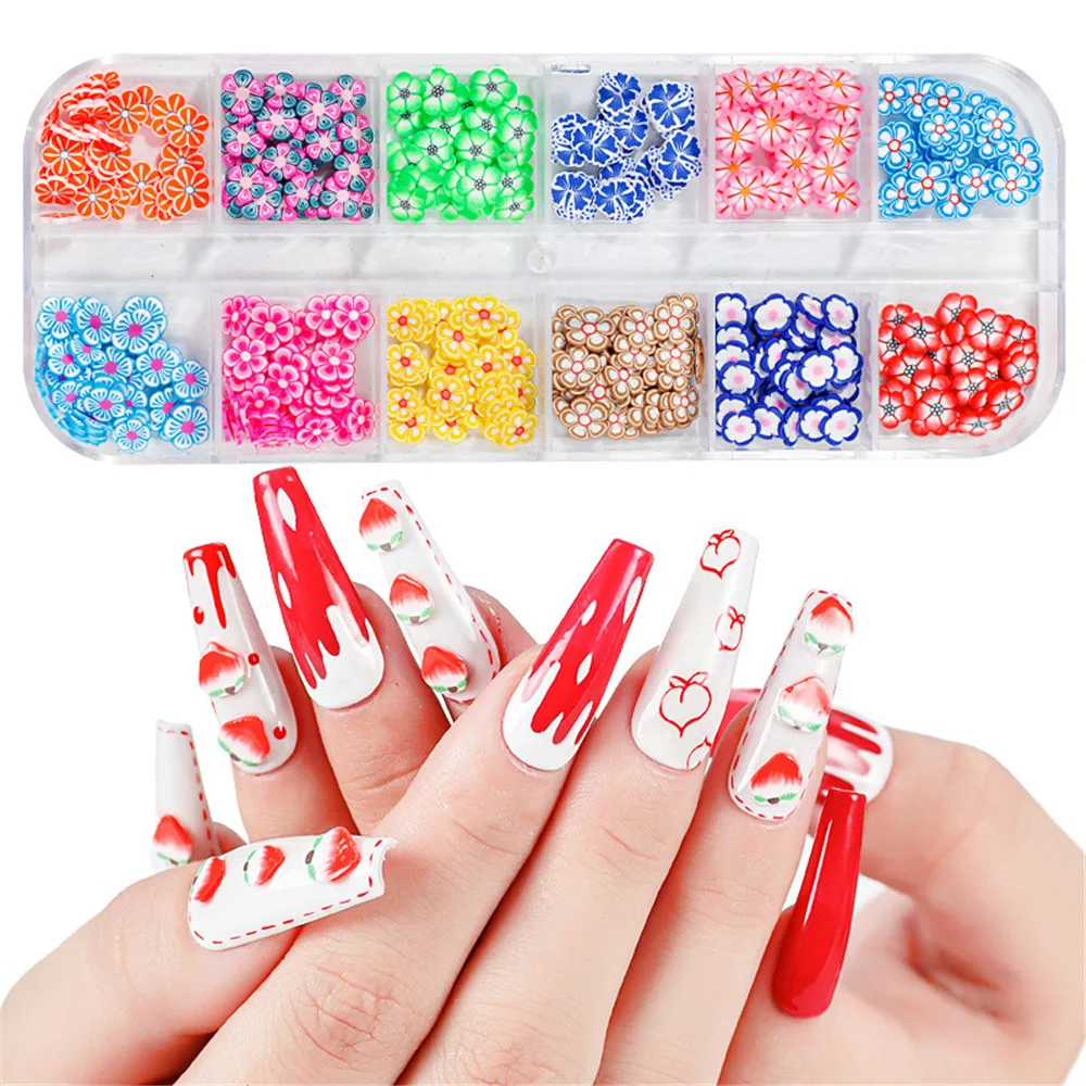 

3D Nail Art Decorations 12 Pattern Fruit Flower DIY Design Colorful Nail Flakes Manicure Sequins Nail Flakes New Arrive