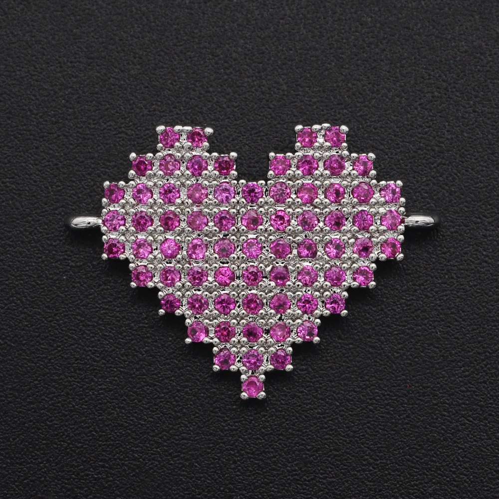 17x24 мм 100% Цирконий CZ DIY Ювелирные изделия Love Heart соединители форм Charm Оптовые