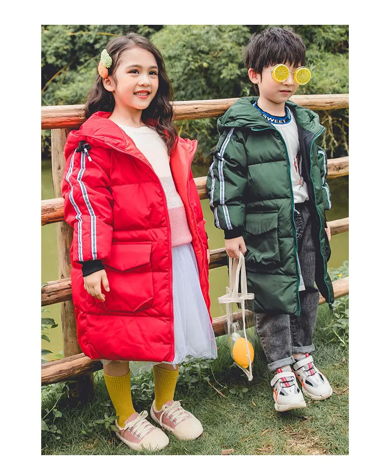 Children Winter Jacket New Kids Hooded Warm Long Down Jacket for Girls Teenage Coat Baby Boy Snowsuit Girls Outerwear Coats
