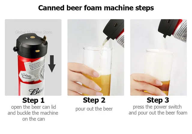 Ultrasonic Wave Canned Beer Foamer Machine, Beer Milk Like Foam Frother Handheld Size,Portable Drink Mixer, Fun Beer Accessories Kitchen Gadgets for