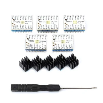 

5 Pcs 3D Printer Stepper Motor Driver, TMC2208 V1.2 Stepstick Stepper Motor Driver Module Carrier with Heat Sink for 3D Printer