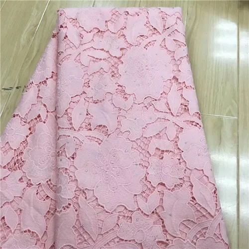 pink Шнур кружево для нигерийских вечерние детские розовые кружевная ткань гипюр кружевная ткань с камнями tissu dentelle африканская ткань для платья 5yard - Цвет: pink
