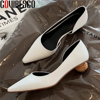 

COVIBESCO 2020 Summer Autumn Genuine Leather Women's Shoes Shallow Elegant Pointed Toe High Heels Pumps Wedding Prom Shoes Woman