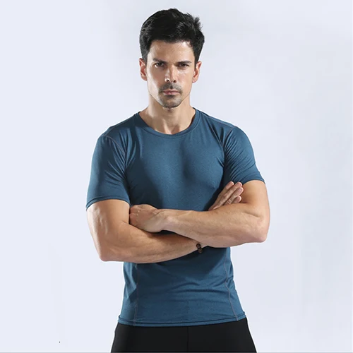 Пользовательский логотип мужская гимнастическая майка быстросохнущая эластичная компрессионная рубашка Спортивная рубашка для бега Баскетбол Спортивная одежда Джерси - Цвет: blue