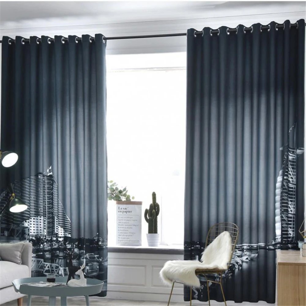 

Customized 3d curtain simple modern luxury office meeting room thickening blackout soundproof windproof curtain 3d curtains