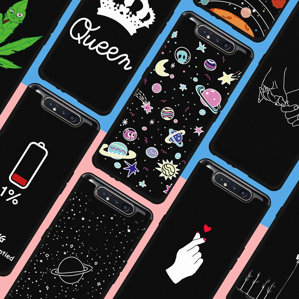 Черный матовый чехол для Samsung Galaxy A50 A70 A30 A40 A20 A10 M30 M20 M10 S10 S9 S8 Plus S10e с узором |