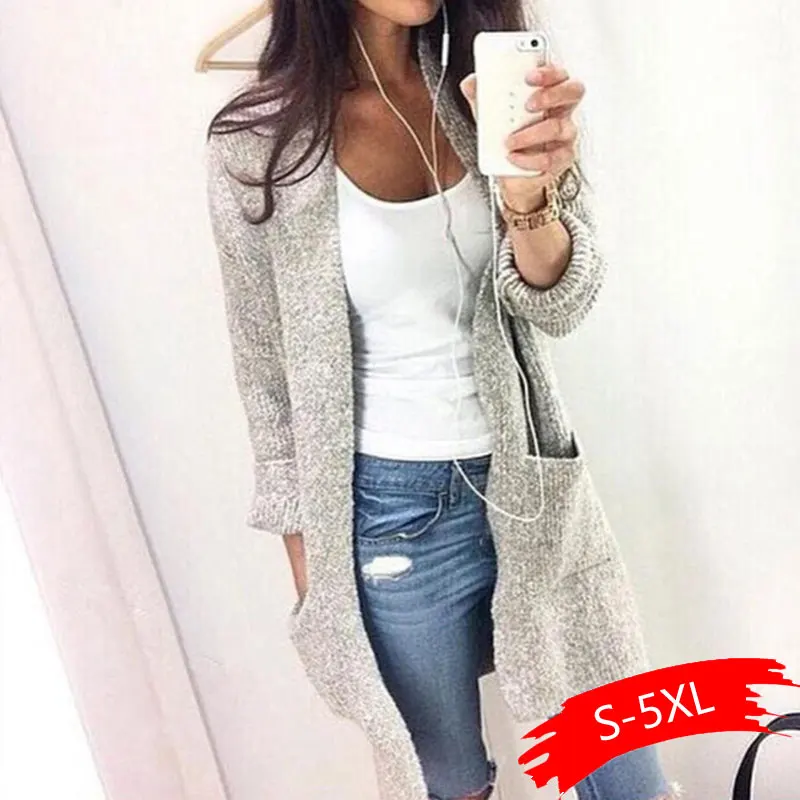 

2018 Autumn Winter Fashion Women Long Sleeve Loose Knitting Cardigan Sweater Women Knitted Female Cardigan Pull Femme