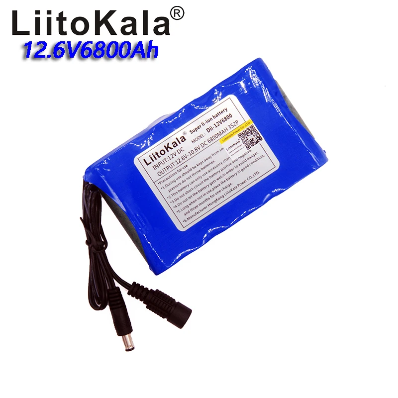 Liitokala12V батарея 6.8A литиевая аккумуляторная батарея 18650 bms Наружное освещение замкнутая схема мониторинга питания