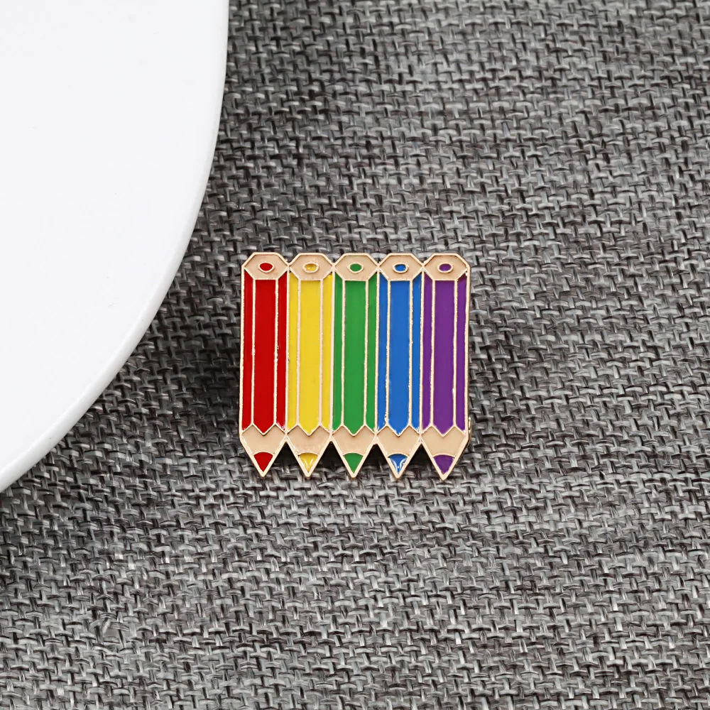 LGBT, дизайнерская брошь на булавке, креативное мороженое, сердце, палец, флаг, радуга, Металлическая Булавка, жетон для геев, лесбиянок, Прайд, значок на лацкане, ювелирное изделие, подарок - Окраска металла: pencil
