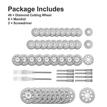 

50Pcs/set Dremel Accessories Diamond Grinder Discs Circular Cutting Disc Grinding Wheel Saw Dremel Cut Off Disc with Mandrel Scr