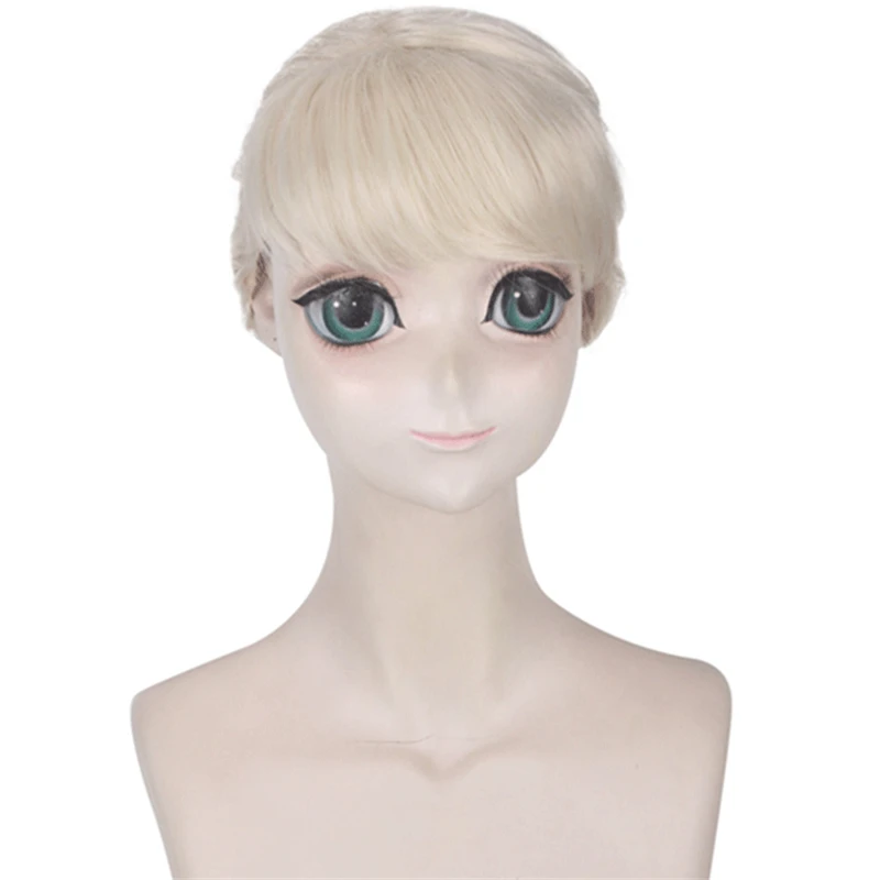 

Moive Snow Queen Elsa Cosplay Wig Olaf's Adventure Princess Elsa Golden Bangs with Around Head Whip Hair Wig for Christmas Carn