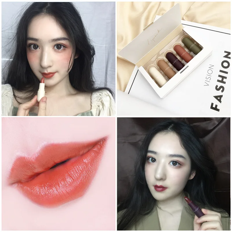 Pudaier Mini capsule lipstick sample set 5 not easy to decolorize matte matte Pudaier Mini capsule lipstick sample set 5 not easy to decolorize matte matte