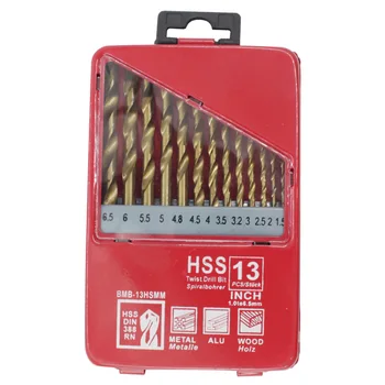 

13/19/25PCS Drill Bit HSS High Speed Steel Titanium Coated Twist Drill Bit Set Round Woodworking Tool 1-13mm