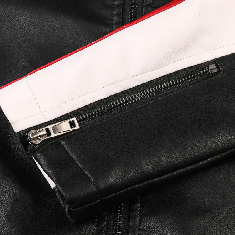 Мужская кожаная куртка со стоячим воротником мото ПУ куртки бомбер Slim Fit пальто мужской осенний контрастный цвет деловой женский жакет couro